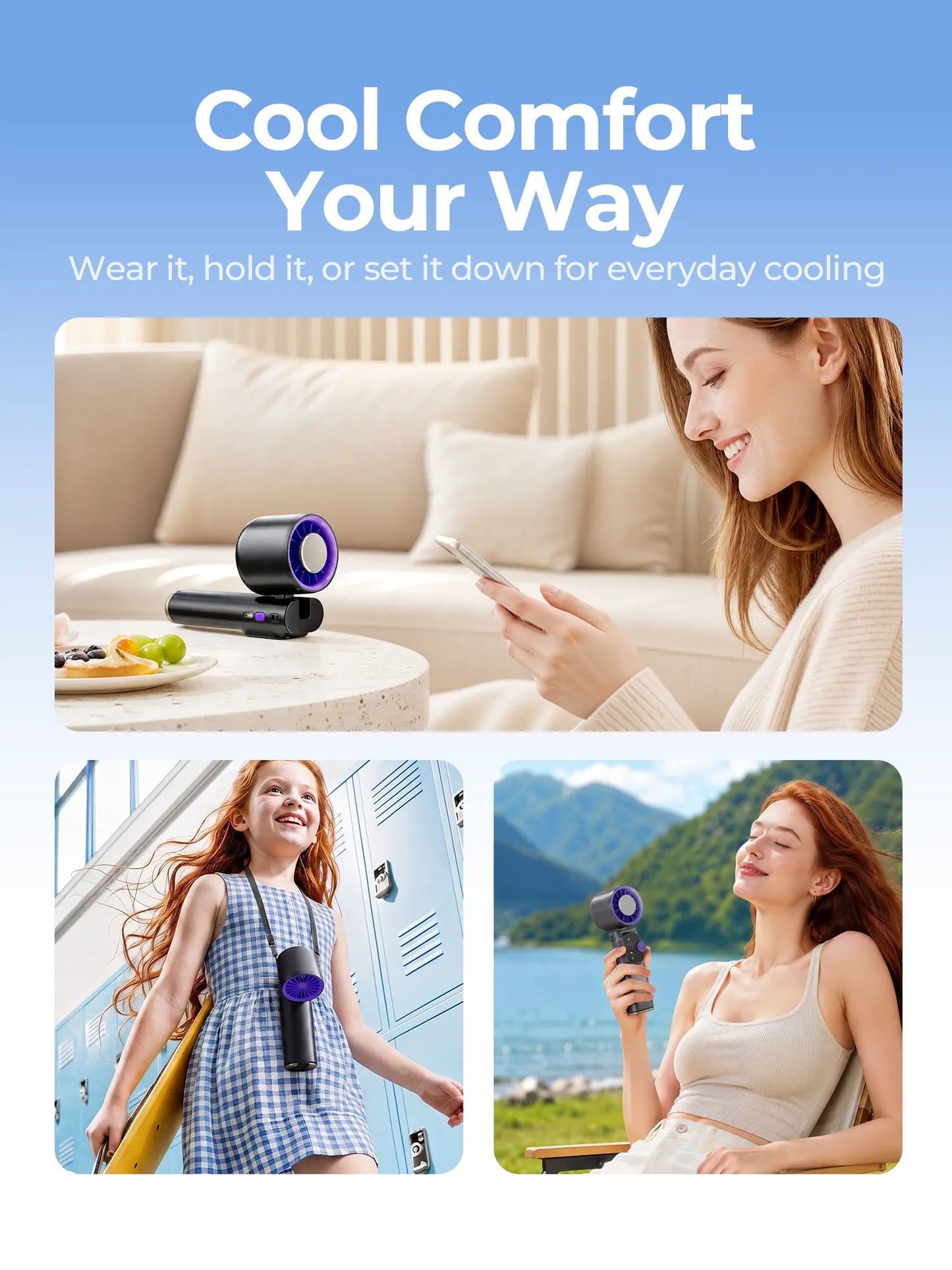 199-Level Precise Wind Control Cordless Wireless Portable Cooling Ice Fan - Foldable, Adjustable, Automatic Settings, Airflow Enhancer for Summer Travel & Outdoor Household Appliance Essential